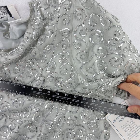 Joseph Le Bon 100% Silk Sequin Blouse Size 30W Silver Vintage Boutique - New - Picture 5 of 6